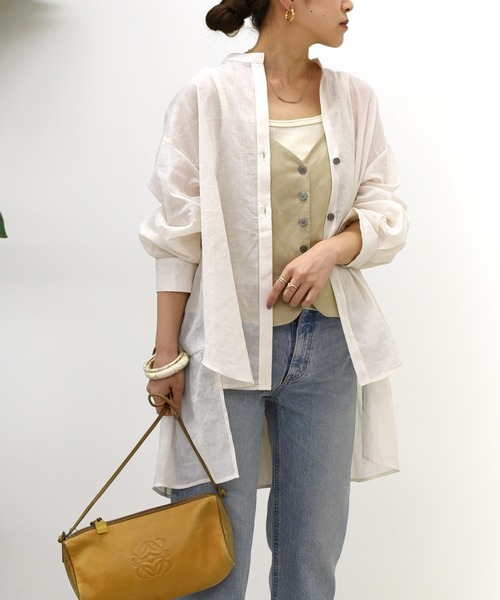 Eimee Law（エイミーロウ）の「SETUPキャミ＆バックティアードシャツ（シャツ/ブラウス・レディース・アイボリー/ブラック・38）」の4枚目の写真