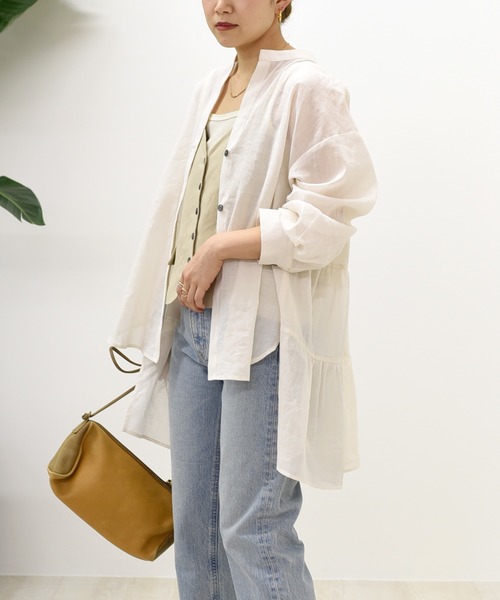 Eimee Law（エイミーロウ）の「SETUPキャミ＆バックティアードシャツ（シャツ/ブラウス・レディース・アイボリー/ブラック・38）」の5枚目の写真