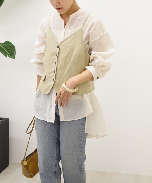 Eimee Law（エイミーロウ）の「SETUPキャミ＆バックティアードシャツ（シャツ/ブラウス・レディース・アイボリー/ブラック・38）」の13枚目の写真