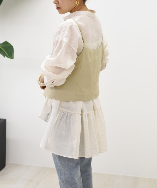 Eimee Law（エイミーロウ）の「SETUPキャミ＆バックティアードシャツ（シャツ/ブラウス・レディース・アイボリー/ブラック・38）」の14枚目の写真
