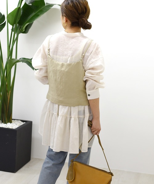 Eimee Law（エイミーロウ）の「SETUPキャミ＆バックティアードシャツ（シャツ/ブラウス・レディース・アイボリー/ブラック・38）」の15枚目の写真