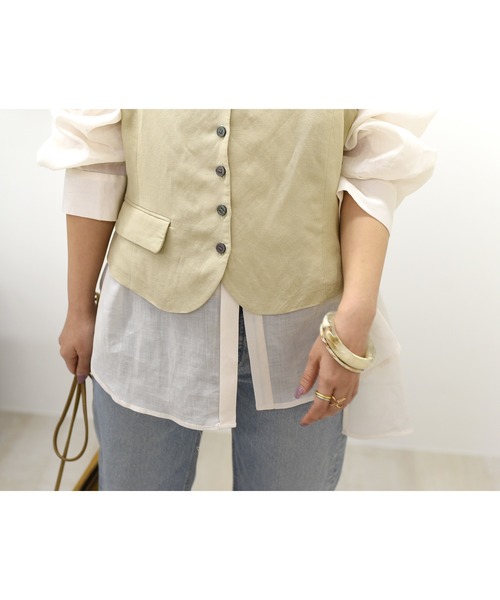 Eimee Law（エイミーロウ）の「SETUPキャミ＆バックティアードシャツ（シャツ/ブラウス・レディース・アイボリー/ブラック・38）」の17枚目の写真