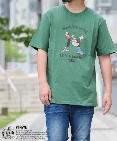セール 半袖 H Mark Gonzales トップス Mark マーク ゴンザレス Popeye ポパイ プリントtシャツ 半袖 Tee Tシャツ カットソー Mark Gonzales マーク ゴンザレス のファッション