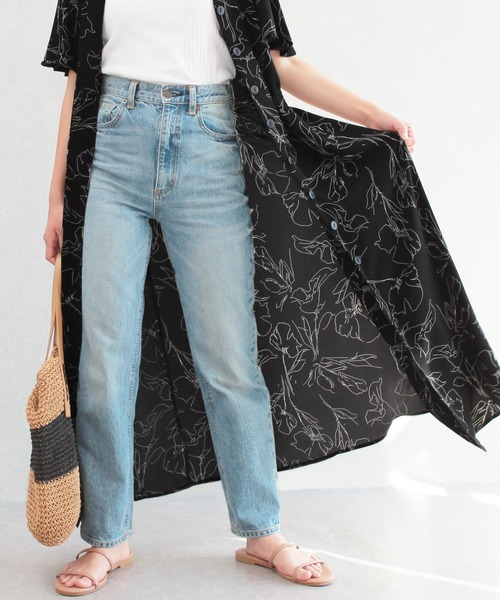 reca(レカ)の「花柄フレア袖2wayシャツワンピース(シャツワンピース・レディース・ホワイト系その他/ブラック系その他/ブルー系その他・M)」の7枚目の写真