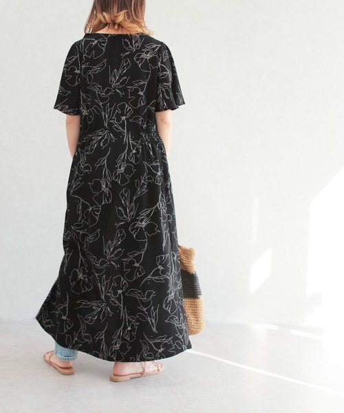 reca(レカ)の「花柄フレア袖2wayシャツワンピース(シャツワンピース・レディース・ホワイト系その他/ブラック系その他/ブルー系その他・M)」の19枚目の写真