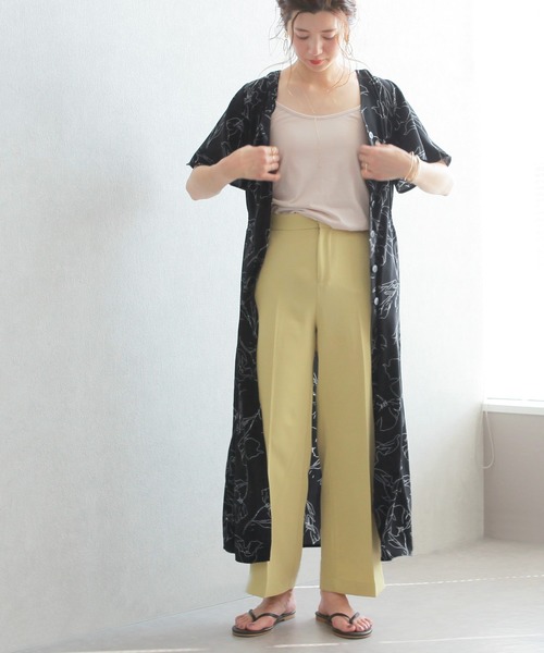 reca(レカ)の「花柄フレア袖2wayシャツワンピース(シャツワンピース・レディース・ホワイト系その他/ブラック系その他/ブルー系その他・M)」の8枚目の写真