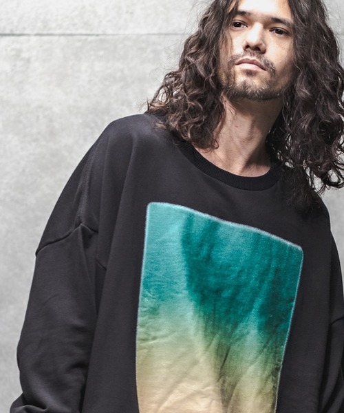 GLIMCLAP(グリムクラップ)の「msw783-Gradation & Impact print Loose silhoutte Sweat pullover プルオーバー(スウェット・メンズ・ブラック/オフホワイト・M/L)」の12枚目の写真