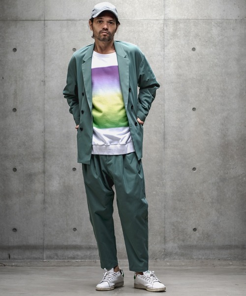 GLIMCLAP(グリムクラップ)の「msw783-Gradation & Impact print Loose silhoutte Sweat pullover プルオーバー(スウェット・メンズ・ブラック/オフホワイト・M/L)」の13枚目の写真