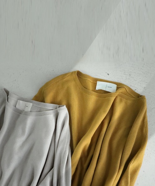 antiqua（アンティカ）の「ドルマン綿ニット（ニット/セーター・レディース・ブラック/オフホワイト/ブラウン系その他/ベージュ系その他/グリーン系その他/ブルー系その他/ピンク系その他/ブラウン系その他2/グリーン系その他2/ブルー系その他2/グリーン/サックスブルー/ライラック/マスタード/グレー系その他・FREE）」の18枚目の写真