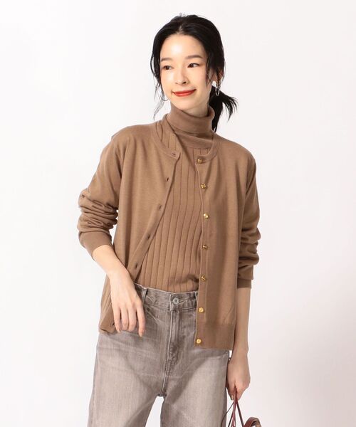 SHIPS Primary Navy Label:シルク カシミヤ クルーネック