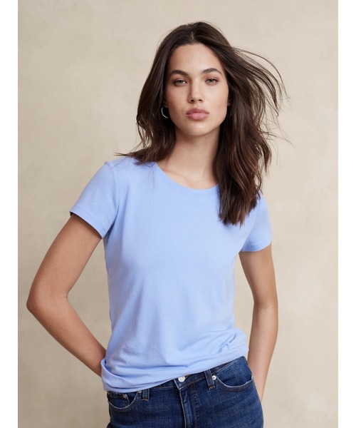 BANANA REPUBLIC FACTORY STORE（バナナリパブリック ファクトリーストア）の「BANANA REPUBLIC FACTORY STORE　　タイムレスクルーネックTシャツ（Tシャツ/カットソー・レディース・ライトブルー/チャコールグレー/ホワイト/ローズ/ブラック/その他/ナチュラル/その他1/カーキ/イエロー/ブラック系その他/ブルー系その他/ネイビー/ホワイト×ブラック・S/M/L/XS）」の14枚目の写真