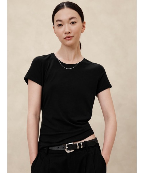 BANANA REPUBLIC FACTORY STORE（バナナリパブリック ファクトリーストア）の「BANANA REPUBLIC FACTORY STORE　　タイムレスクルーネックTシャツ（Tシャツ/カットソー・レディース・ライトブルー/チャコールグレー/ホワイト/ローズ/ブラック/その他/ナチュラル/その他1/カーキ/イエロー/ブラック系その他/ブルー系その他/ネイビー/ホワイト×ブラック・S/M/L/XS）」の16枚目の写真