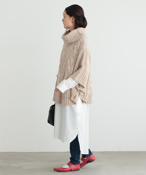 モヘヤタッチケーブルニットポンチョ』（ポンチョ）｜osharewalker
