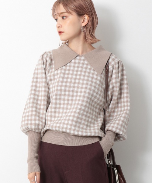 マーク＆ロナ　チェックニットセーター Heather（ヘザー）の「ギンガムチェックニット 929577（ニット