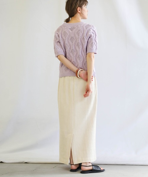 select MOCA（セレクトモカ）の「2021 SS ケーブル編みショートスリーブニット（ニット/セーター・レディース・ラベンダー/ライトグリーン/アイボリー・FREE）」の13枚目の写真