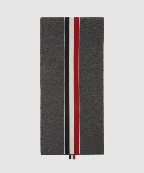 THOM BROWNE(トムブラウン)の「JERSEY STITCH SCARF IN MERINO WOOL WITH RWB INTARSIA STRIPE(マフラー・メンズ・ホワイト/ネイビー/グレー/ブラック・ONE SIZE)」の3枚目の写真
