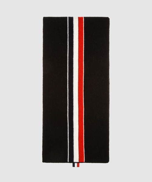 THOM BROWNE(トムブラウン)の「JERSEY STITCH SCARF IN MERINO WOOL WITH RWB INTARSIA STRIPE(マフラー・メンズ・ホワイト/ネイビー/グレー/ブラック・ONE SIZE)」の5枚目の写真