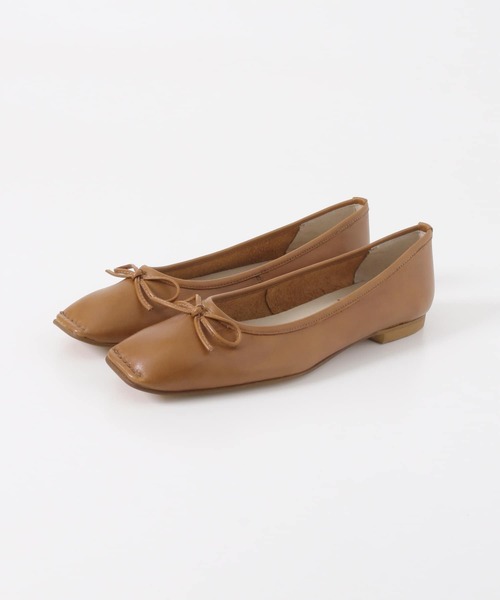 BONTRE（ボントレ）の「BONTRE　スクエアステッチバレエシューズ（バレエシューズ・レディース・ブラウン/アイボリー・38/36/37）」の4枚目の写真