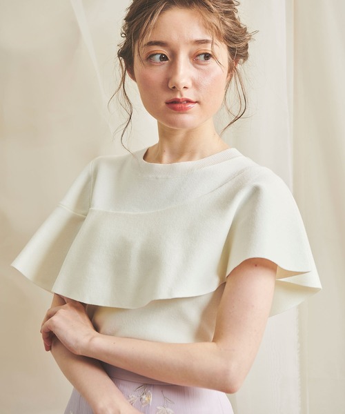 NOELA（ノエラ）の「アシメフリルニット（ニット/セーター・レディース・オフホワイト/ライトグリーン/ネイビー・FREE）」の7枚目の写真