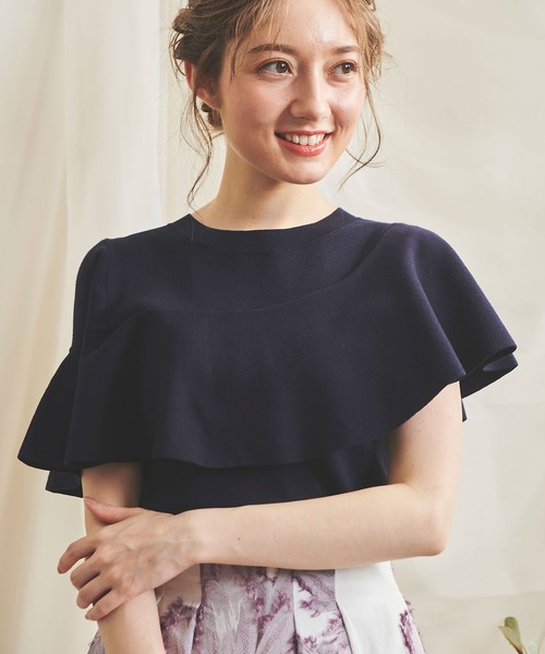 NOELA（ノエラ）の「アシメフリルニット（ニット/セーター・レディース・オフホワイト/ライトグリーン/ネイビー・FREE）」の9枚目の写真