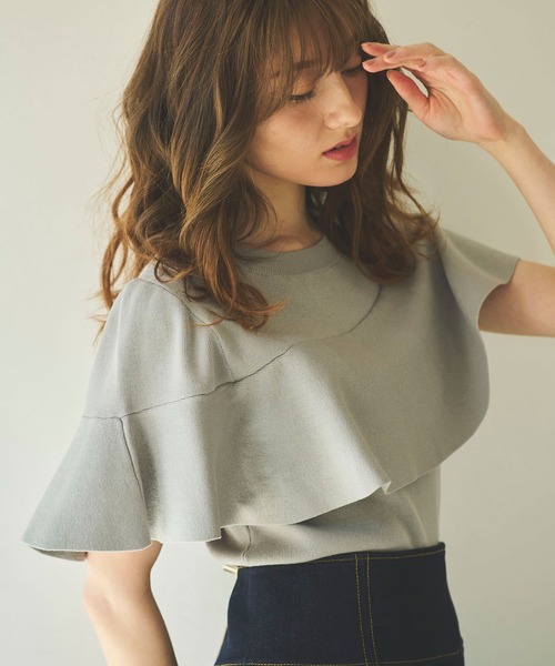 NOELA（ノエラ）の「アシメフリルニット（ニット/セーター・レディース・オフホワイト/ライトグリーン/ネイビー・FREE）」の16枚目の写真