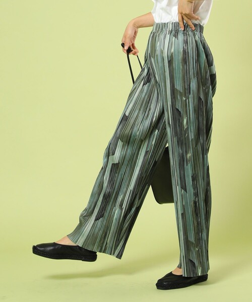 FREAK'S STORE（フリークスストア）の「セルフカット柄プリーツパンツ（スラックス・レディース・ブラウン/オリーブ・ﾌﾘ-）」の6枚目の写真