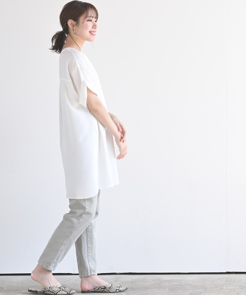 rps(アールピーエス)の「半袖スキッパーチュニック(チュニック・レディース・オフホワイト/カーキ/ブラック・M)」の7枚目の写真