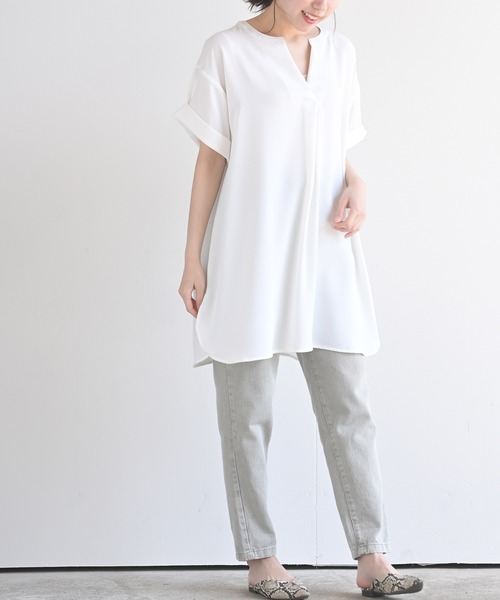 rps(アールピーエス)の「半袖スキッパーチュニック(チュニック・レディース・オフホワイト/カーキ/ブラック・M)」の18枚目の写真