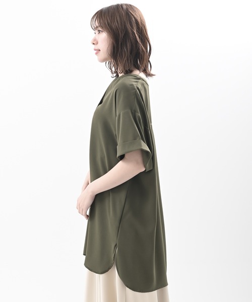rps(アールピーエス)の「半袖スキッパーチュニック(チュニック・レディース・オフホワイト/カーキ/ブラック・M)」の10枚目の写真
