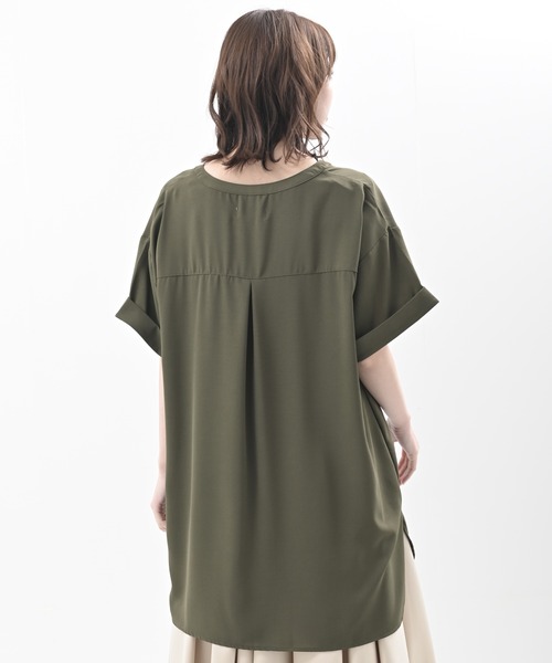 rps(アールピーエス)の「半袖スキッパーチュニック(チュニック・レディース・オフホワイト/カーキ/ブラック・M)」の14枚目の写真