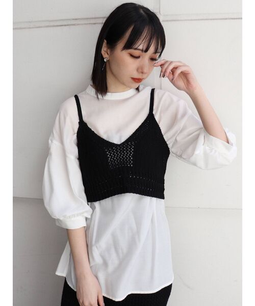 MURUA(ムルーア)の「クロシェキャミソールトップス(シャツ/ブラウス・レディース・アイボリー/ブラック/グリーン・FREE)」の3枚目の写真