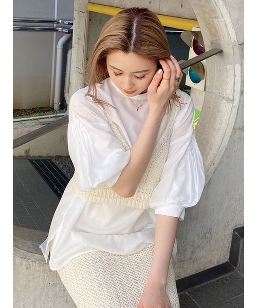 MURUA(ムルーア)の「クロシェキャミソールトップス(シャツ/ブラウス・レディース・アイボリー/ブラック/グリーン・FREE)」の4枚目の写真