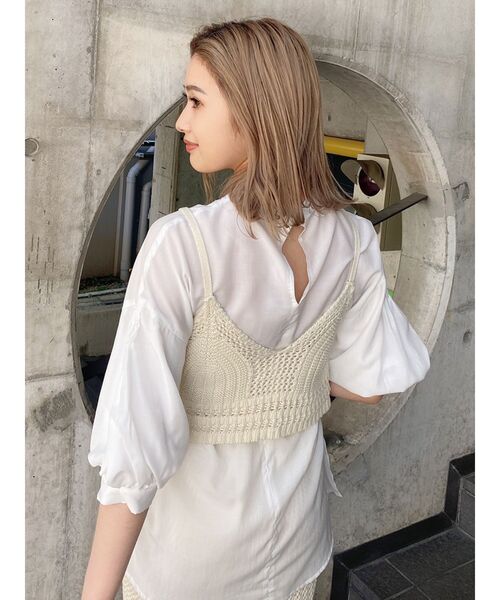 MURUA(ムルーア)の「クロシェキャミソールトップス(シャツ/ブラウス・レディース・アイボリー/ブラック/グリーン・FREE)」の7枚目の写真