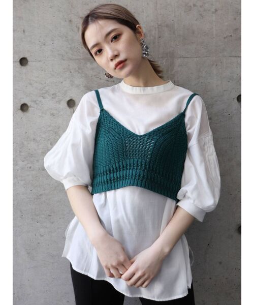 MURUA(ムルーア)の「クロシェキャミソールトップス(シャツ/ブラウス・レディース・アイボリー/ブラック/グリーン・FREE)」の14枚目の写真