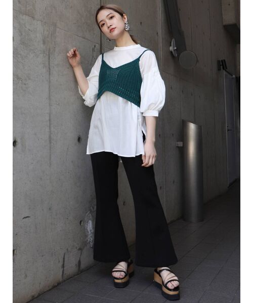 MURUA(ムルーア)の「クロシェキャミソールトップス(シャツ/ブラウス・レディース・アイボリー/ブラック/グリーン・FREE)」の18枚目の写真