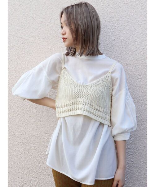 MURUA(ムルーア)の「クロシェキャミソールトップス(シャツ/ブラウス・レディース・アイボリー/ブラック/グリーン・FREE)」の19枚目の写真