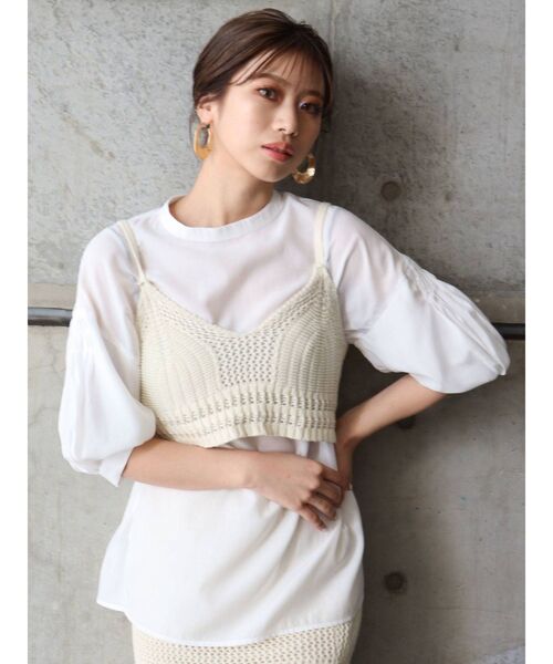 MURUA(ムルーア)の「クロシェキャミソールトップス(シャツ/ブラウス・レディース・アイボリー/ブラック/グリーン・FREE)」の21枚目の写真