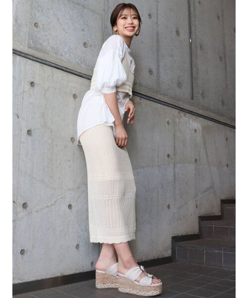 MURUA(ムルーア)の「クロシェキャミソールトップス(シャツ/ブラウス・レディース・アイボリー/ブラック/グリーン・FREE)」の22枚目の写真