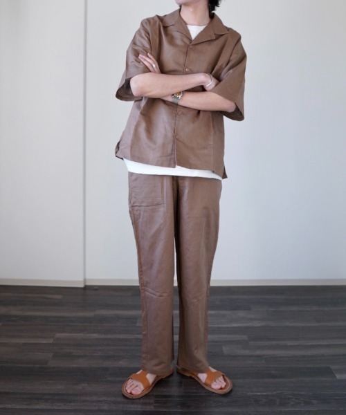 y/m by れぽすけ(イムバイレポスケ)の「リラックスリネンライクパンツ(スラックス・メンズ・チャコールグレー/ブラウン/アイボリー・LARGE/MEDIUM)」の18枚目の写真