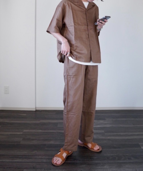 y/m by れぽすけ(イムバイレポスケ)の「リラックスリネンライクパンツ(スラックス・メンズ・チャコールグレー/ブラウン/アイボリー・LARGE/MEDIUM)」の21枚目の写真