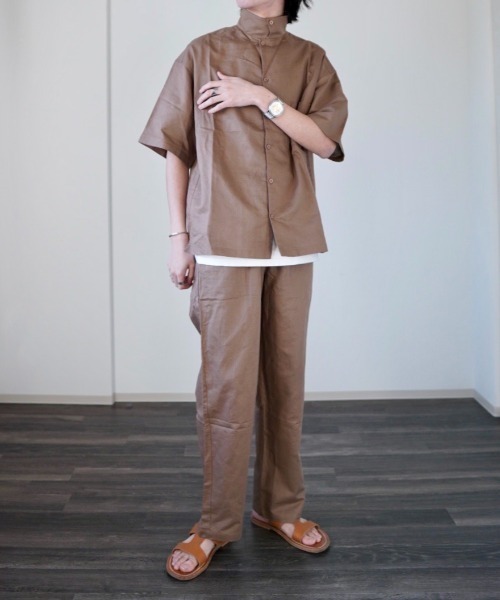 y/m by れぽすけ(イムバイレポスケ)の「リラックスリネンライクパンツ(スラックス・メンズ・チャコールグレー/ブラウン/アイボリー・LARGE/MEDIUM)」の8枚目の写真