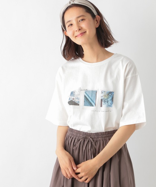 LEPSIM（レプシィム）の「アソートプリントT　945351（Tシャツ/カットソー・レディース・オフホワイト/ブルー/オレンジ・FREE）」の3枚目の写真