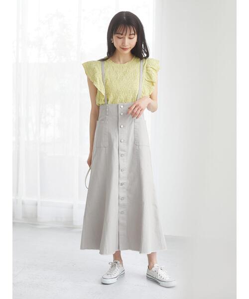 Sugar spoon（シュガースプーン）の「・SUGAR SPOON カラーツイルジャンスカ＊（ジャンパースカート・レディース・ブラック/グレー/イエロー/アイボリー・FREE）」の6枚目の写真