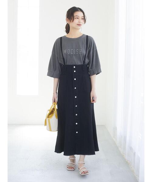 Sugar spoon（シュガースプーン）の「・SUGAR SPOON カラーツイルジャンスカ＊（ジャンパースカート・レディース・ブラック/グレー/イエロー/アイボリー・FREE）」の10枚目の写真