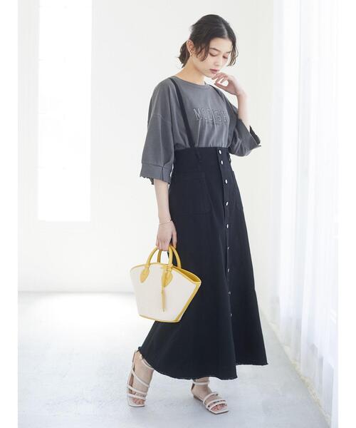 Sugar spoon（シュガースプーン）の「・SUGAR SPOON カラーツイルジャンスカ＊（ジャンパースカート・レディース・ブラック/グレー/イエロー/アイボリー・FREE）」の12枚目の写真