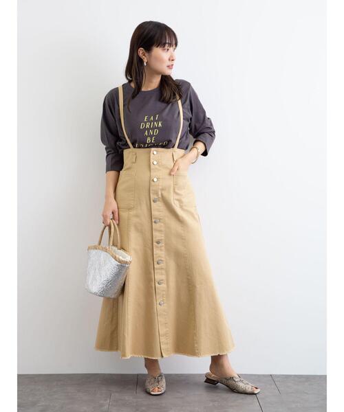 Sugar spoon（シュガースプーン）の「・SUGAR SPOON カラーツイルジャンスカ＊（ジャンパースカート・レディース・ブラック/グレー/イエロー/アイボリー・FREE）」の21枚目の写真