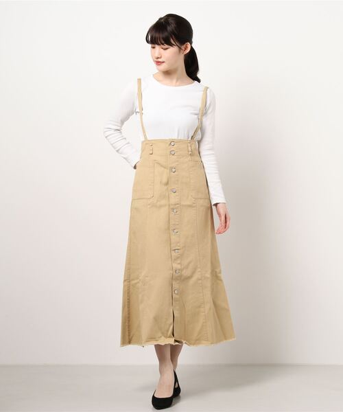 Sugar spoon（シュガースプーン）の「・SUGAR SPOON カラーツイルジャンスカ＊（ジャンパースカート・レディース・ブラック/グレー/イエロー/アイボリー・FREE）」の7枚目の写真