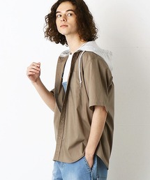 Purple&Yellow | フード付き　半袖シャツ(シャツ/ブラウス)