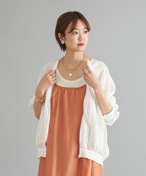 DouDou（ドゥドゥ）の「クリンクルワッシャーシャツブルゾン（ブルゾン・レディース・ブラック/オフホワイト/カーキ・FREE）」の17枚目の写真