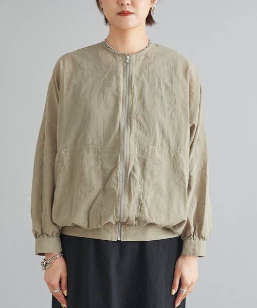 DouDou（ドゥドゥ）の「クリンクルワッシャーシャツブルゾン（ブルゾン・レディース・ブラック/オフホワイト/カーキ・FREE）」の15枚目の写真